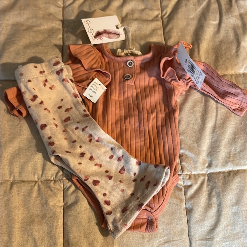 Jessica Simpson Pink and White Matching Bodysuit Set